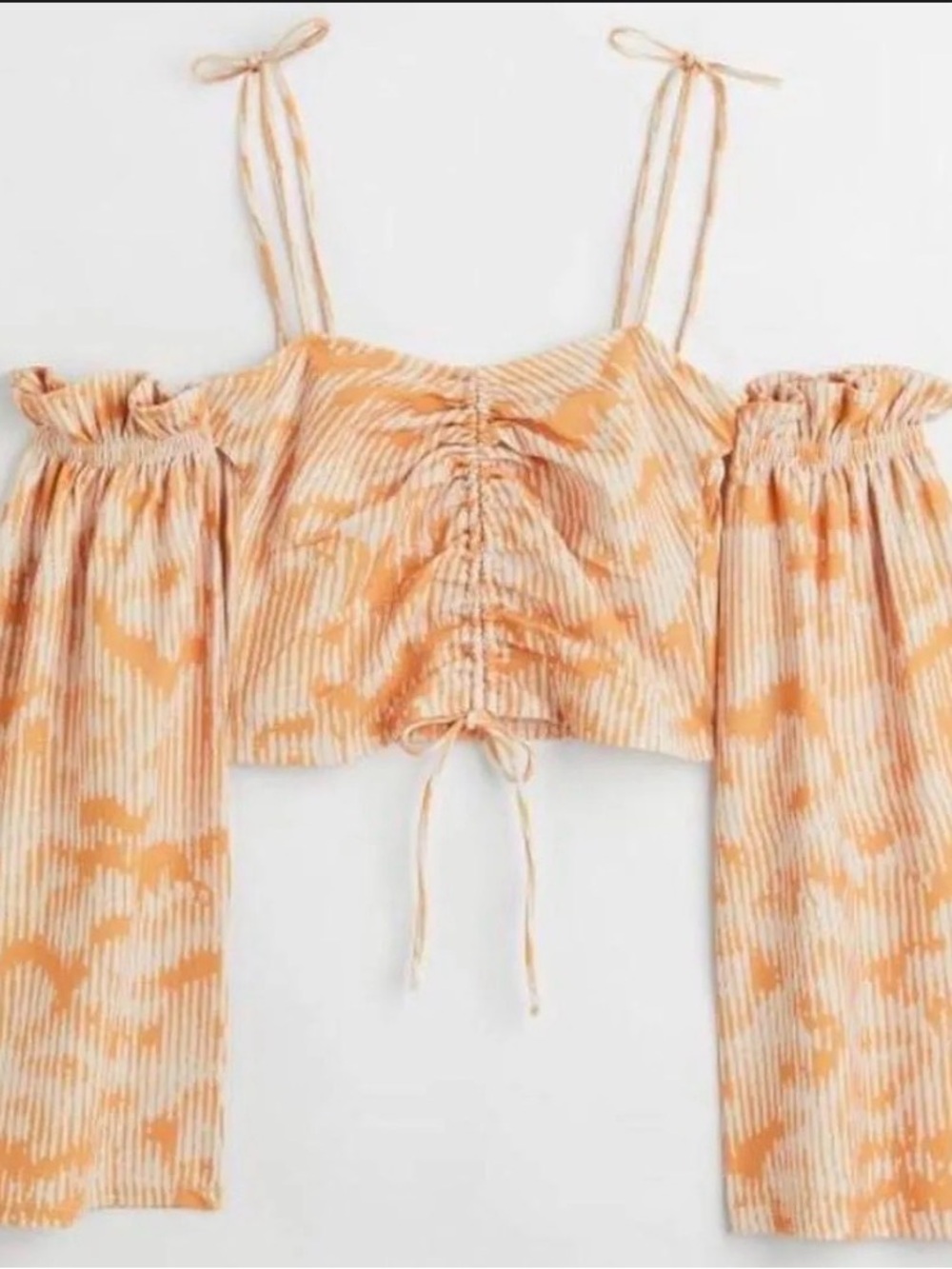 H&M Peach and Cream Ruched Front Crop Top